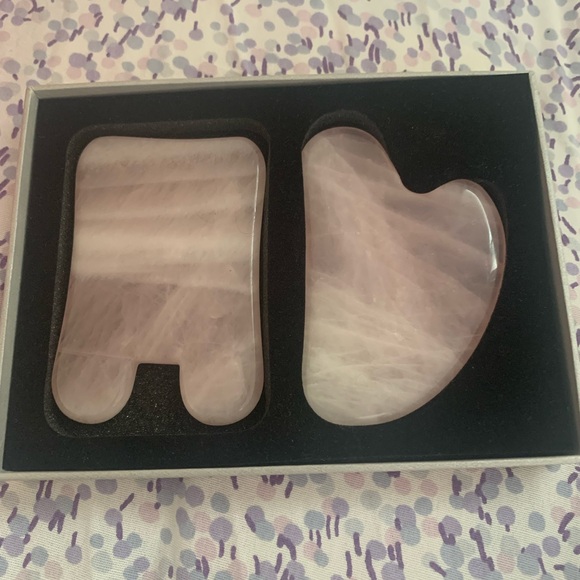 Gua Sha Scraping Massage Tool, RBAYSALE 2 Pcs Rose Quartz Jade Guasha Ston - Picture 2 of 2